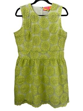 english rose Neon Mesh Floral Embroidered Dress